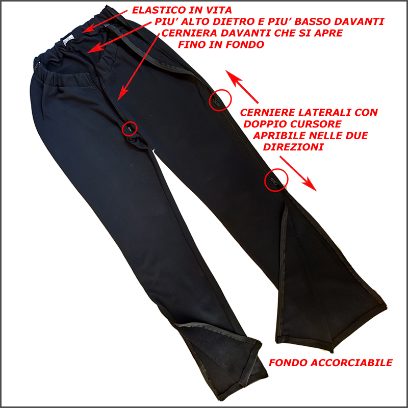 pantaloni in felpa de sedia a rotelle